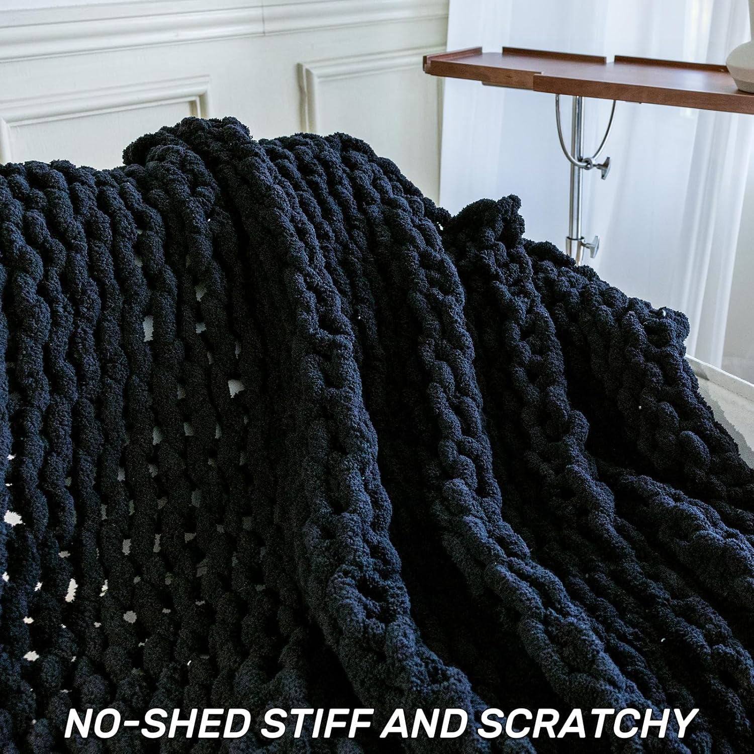 Chunky Knit Blanket - Luxury Soft Cozy Extra Large Size (80 * 90) Throw Blanket,100% Woven Blanket