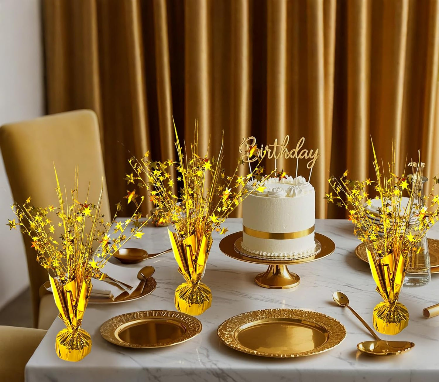 12 Pack Metallic Foil Spray Centerpiece Star Table Decoration Burst Table Centerpieces for Birthday