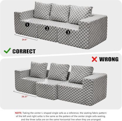 Modular Sectional Sofa 3-Seater Modular Couch with Deep Seat Memory Foam Cloud Chair with Pillows