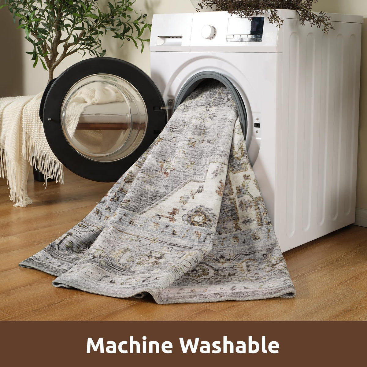 AMOAMI-3X5 Area Rug-Soft Washable Vintage Throw Accent Rugs for Living Room, Entryway, Bedroom