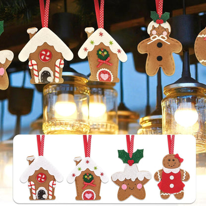 Skylety 8 Pieces 3D Christmas Tree Ornaments Set Felt Santa Snowman Candy Cane Ornament, Stocking
