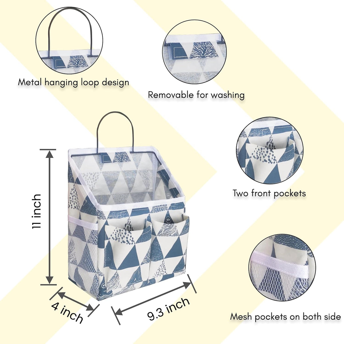 2pcs Small Wall Hanging Organizer Bag, Linen Fabric Door Hanging Storage Basket with Pockets