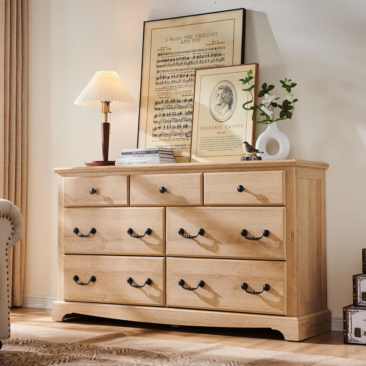 T4TREAM 7 Drawers Dresser Chests for Bedroom, Wood Vintage Chests of Drawers, Rustic Dressers Chset