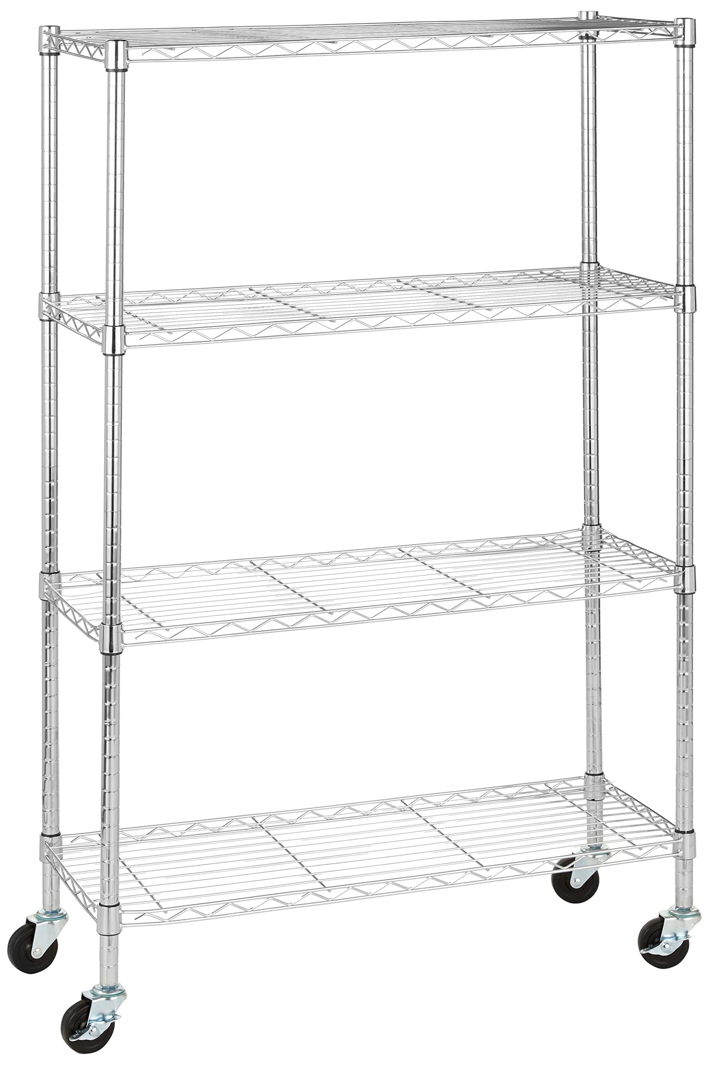 Amazon Basics 4-Shelf Adjustable Heavy Duty Storage Shelving Unit with Wheels, No-Tool Easy