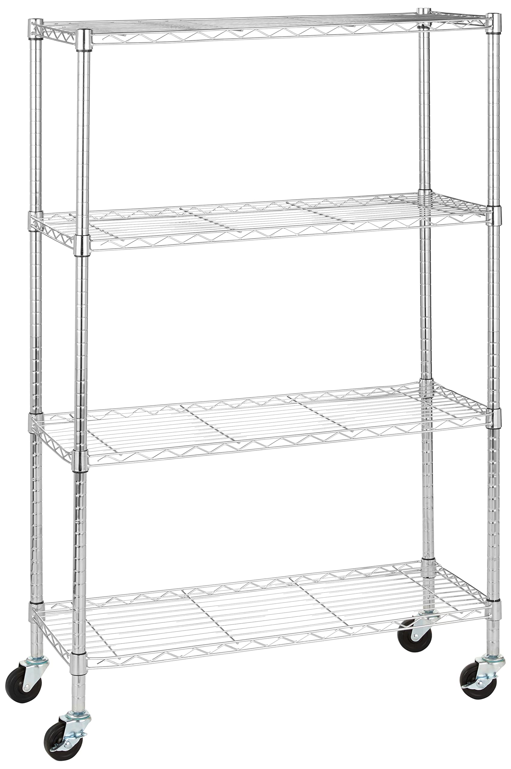 Amazon Basics 4-Shelf Adjustable Heavy Duty Storage Shelving Unit with Wheels, No-Tool Easy