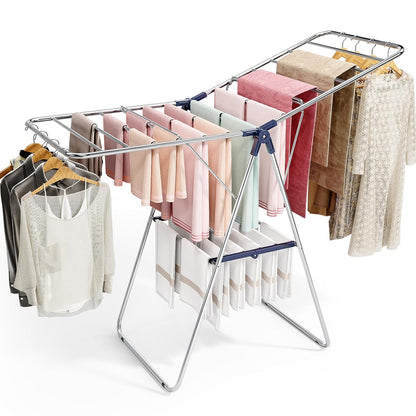 APEXCHASER Clothes Drying Rack, Drying Rack Clothing with Height-Adjustable, Foldable Gullwings