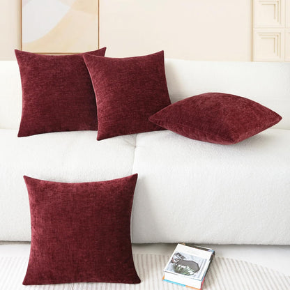 CaliTime Throw Pillow Covers Decorative 18 X 18 Inches Pack of 4 Cozy Chenille Cushion Cases for