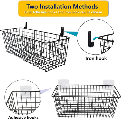 Joben Oligey 3 Set [Extra Large] Hanging Wall Baskets ,Wire Basket For Storage Pantry, Farmhouse