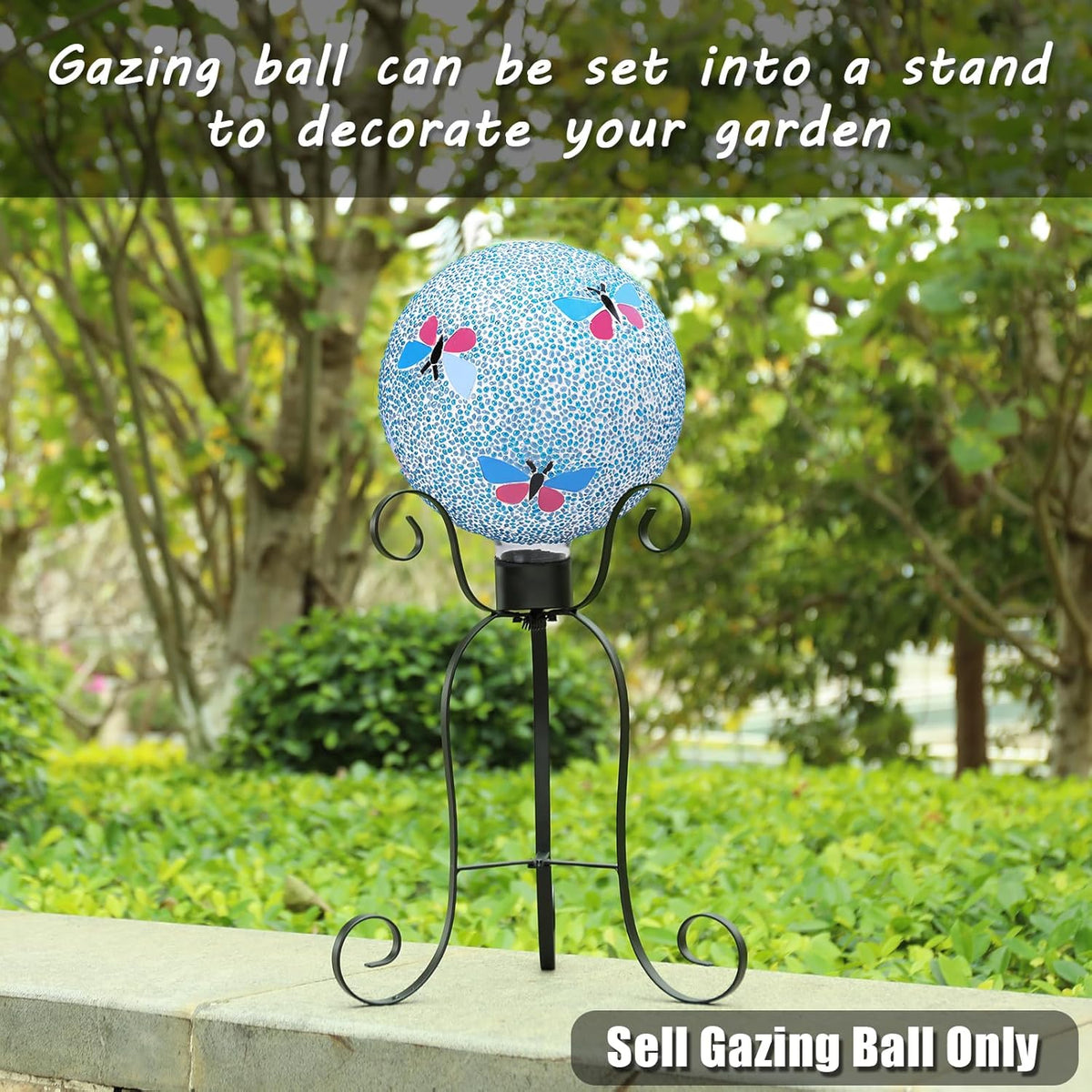 VCUTEKA Gazing Ball, 8" Glass Gazing Balls Sphere for Garden Lawn Outdoor Ornament Yard Decorative