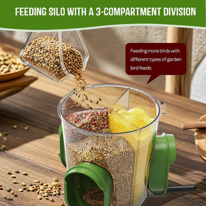 LONA Bird Feeders for Outdoors Hanging – 3 Separate Compartments, 3 Feeding Ports, Weatherproof
