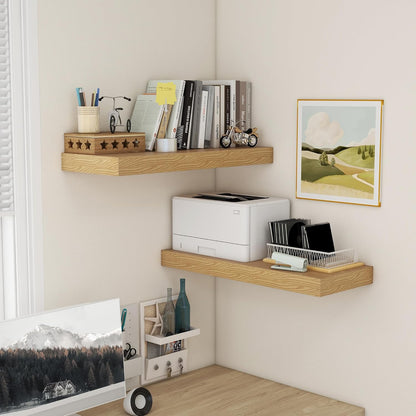 12 Inch Deep Floating Shelves | 30W x 12D Rustic Floating Shelves for Wall Set of 2 | Oak Shelves