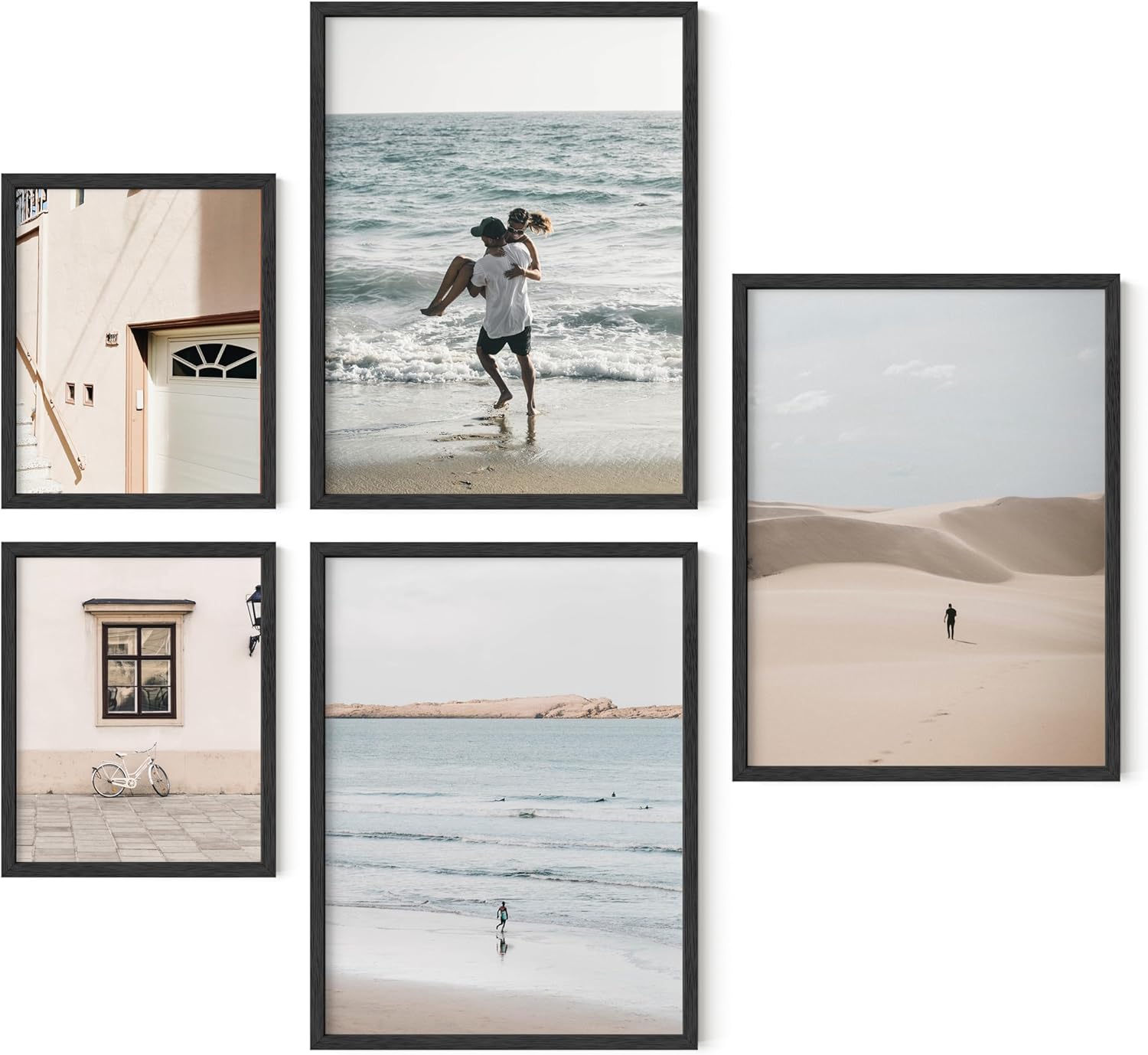 HAUS AND HUES Picture Frames for Wall - Set of 5 black photo frames, Photo Frame Collage, Bulk