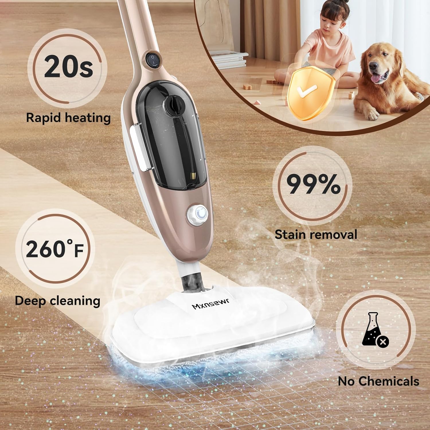 Steam Mop - All-in-one Powerful Handheld Steam Cleaner Detachable Floor Steamer with 11