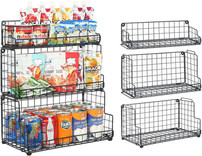 X-cosrack Stackable Wire Basket 3 Tier Countertop& Wall Mounted Metal Storage Basket for Kitchen