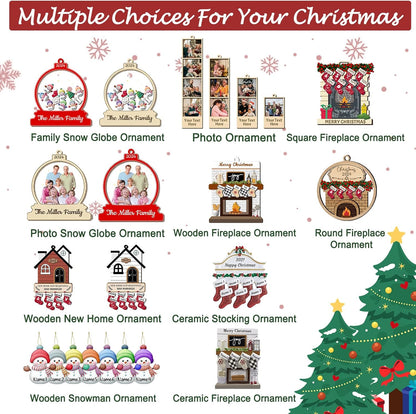 Personalized Christmas Ornaments with Names of 2/3/4/5/6/7/8 Custom Family Ornament Customized Xmas