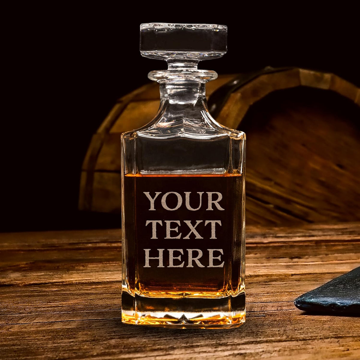 Gifts Inscribed Custom Text Whiskey Decanter Bottle (750 ml) - Personalized Font Glass Liquor