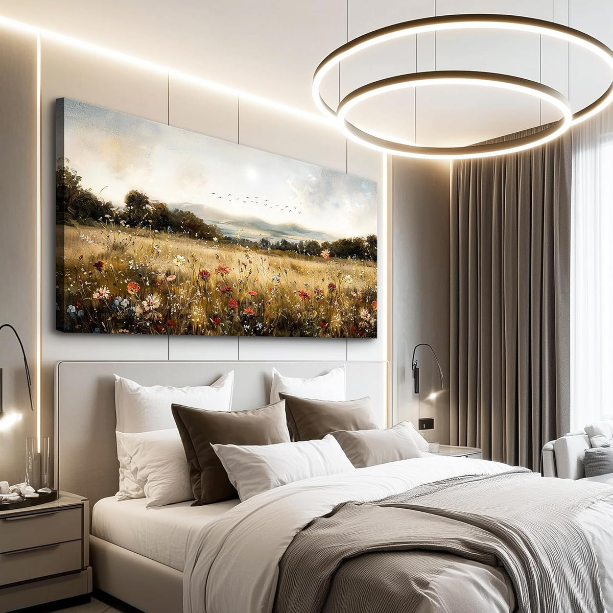 KELIYUAN Modern Canvas Print Wall Art Vintage Home Decorlawn Painting With Floral Wall Art