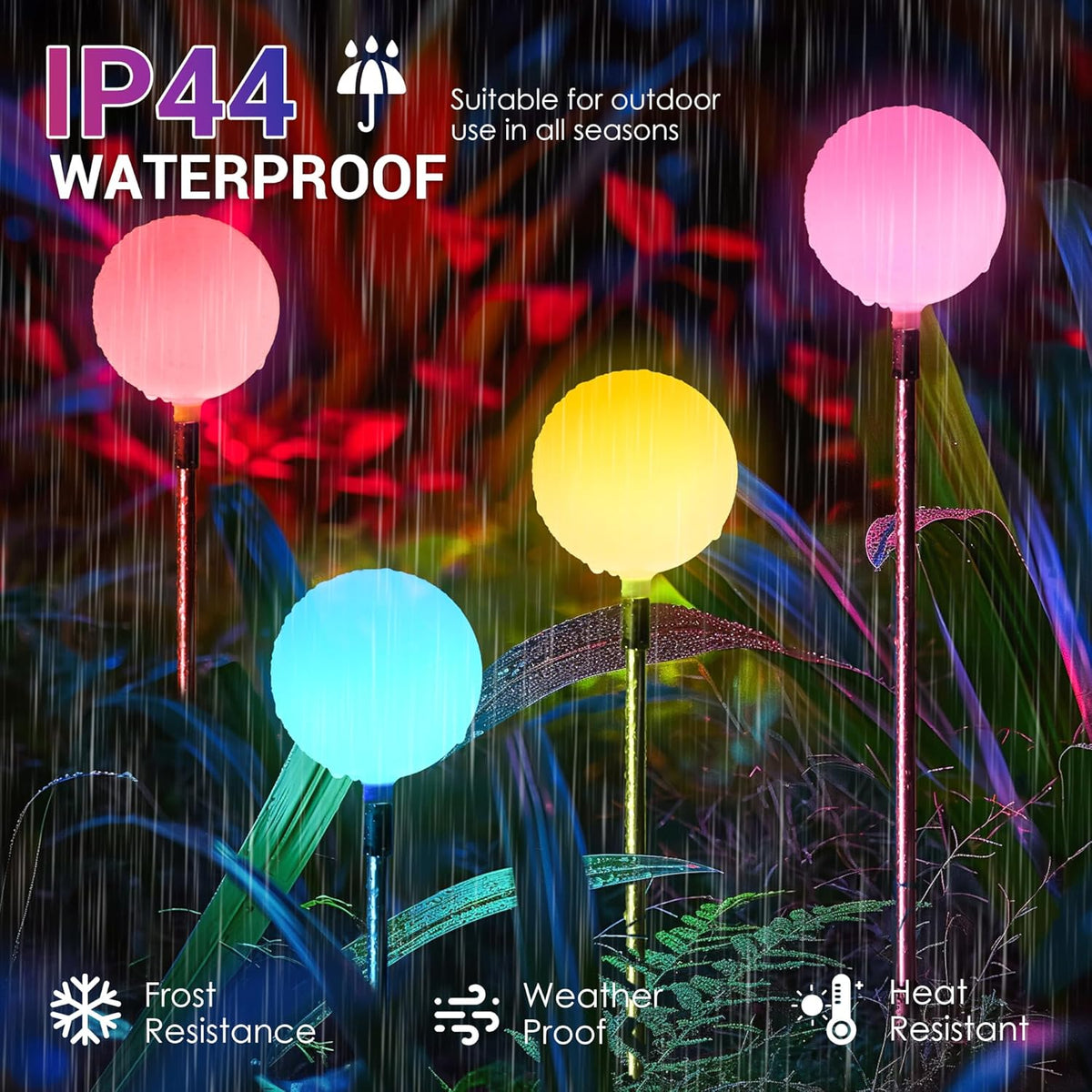 SOLPEX Solar Garden Lights 6 Pack, Solar Globe Lights Outdoor Waterproof, Multi-Color Changing
