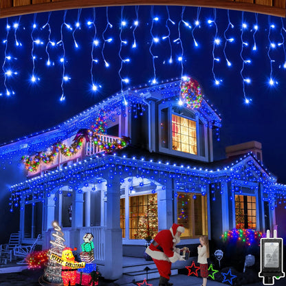 132FT 1332 LED Outdoor Christmas Lights - 296 Ice Drops, 12 Pro Modes with Timer Memory &