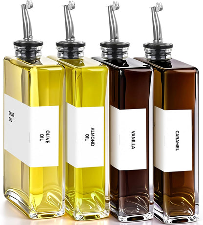 Olive Oil Dispenser Bottle - Includes 44 Kitchen Essential Labels - Cooking Oil Bottles for