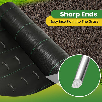 Landscape Staples 12 Inch 60 Pack, Garden Stakes Galvanized Garden Staples 11 Gauge, Plant Cover