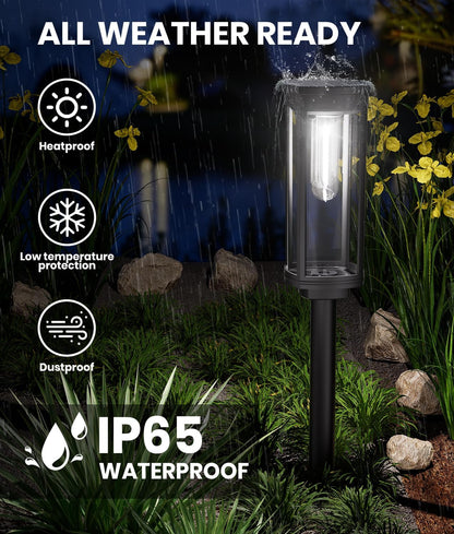 4 Pack Solar Pathway Lights Outdoor, Modern Super Brightness LED Path IP65 Waterproof Garden Lights