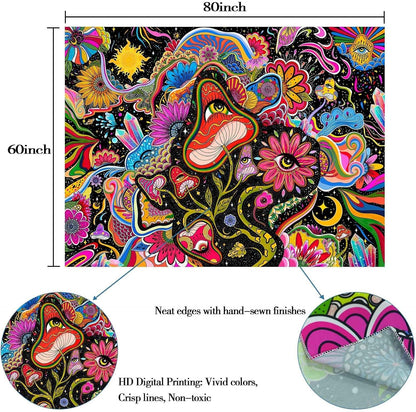 Lunerfex Mushroom Tapestry Pink Flowers Tapestry for Bedroom Aesthetic Tapestries Cute Floral