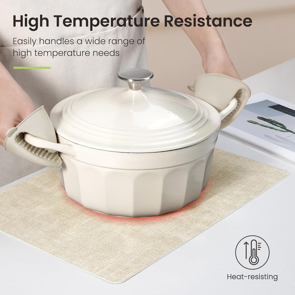 Faux Leather Dual Sided Placemats Set of 4, Square Non-Slip Heat Resistant Placemats with Coaster