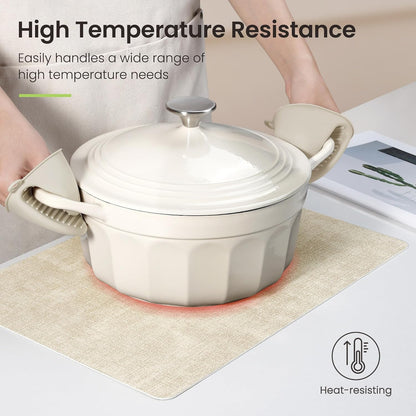 Faux Leather Dual Sided Placemats Set of 4, Square Non-Slip Heat Resistant Placemats with Coaster