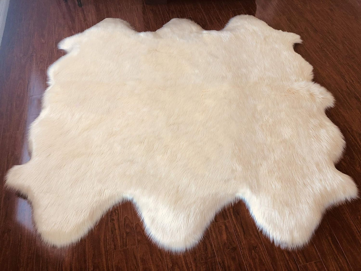 LAMBZY Faux Sheepskin Hypoallergenic Free Shape Silky Shag Rug, Luxury Shaggy Silky Plush Carpet