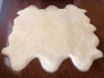 LAMBZY Faux Sheepskin Hypoallergenic Free Shape Silky Shag Rug, Luxury Shaggy Silky Plush Carpet