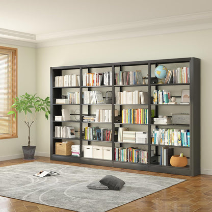 5-Tier Industrial Bookshelf, White Bookcases and Bookshelves,Tall Metal Book Shelf Storage