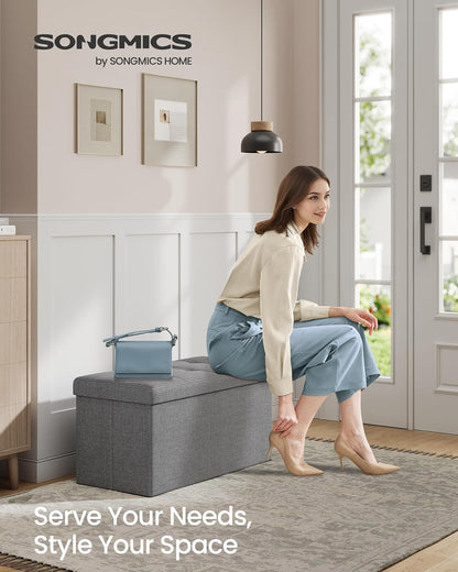 SONGMICS MAZIE Collection - 30 Inches Folding Storage Ottoman Bench, Ottoman Foot Rest, End of Bed