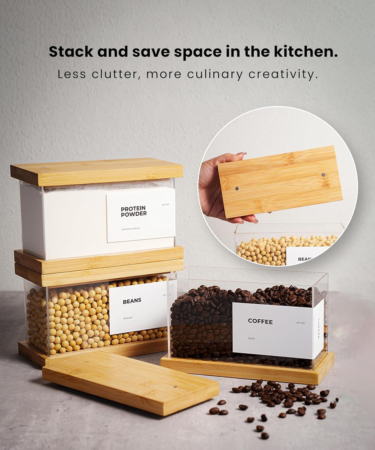 Bamboo Food Dispenser | Kitchen Organizers and Storage | Airtight Pantry Organizers and Storage