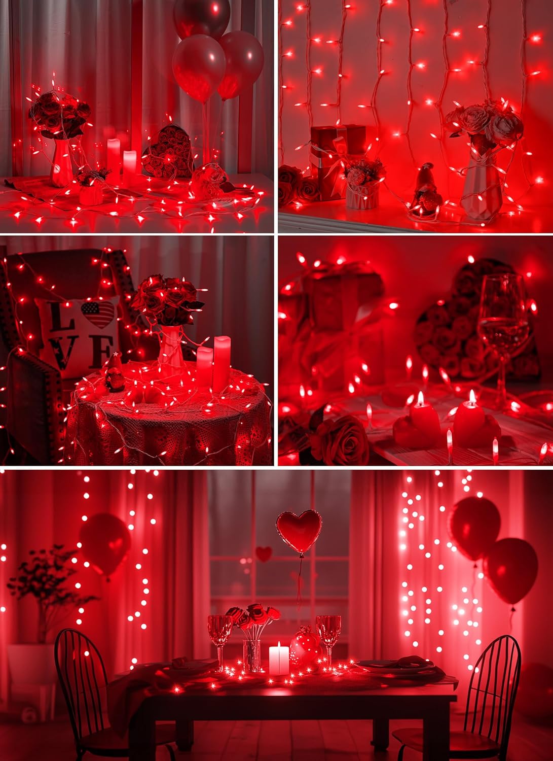 Red Christmas Mini Lights, 39Feet 100 LED Red String Lights with 8 Lighting Modes, Connectable