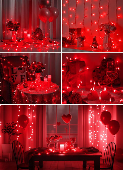 Red Christmas Mini Lights, 39Feet 100 LED Red String Lights with 8 Lighting Modes, Connectable