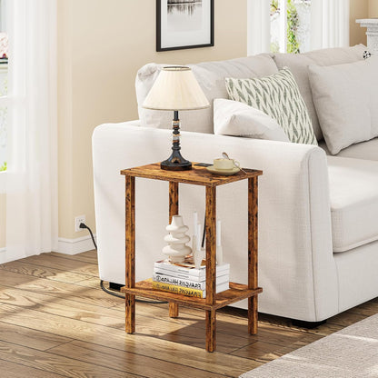 TUTOTAK End Table with Charging Station, Set of 2, Small Side Table with Outlets, Nightstand