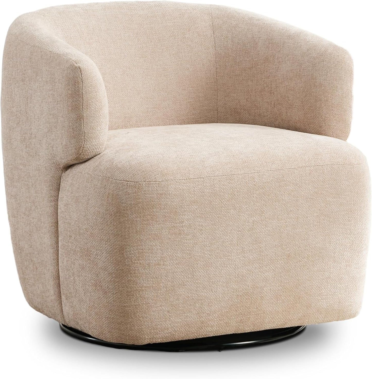 Swivel Accent Chair, Chenille Barrel Chair for Living Room, Cozy Round Boucle Arm Chair, Metal Base