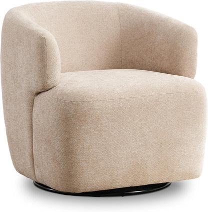 Swivel Accent Chair, Chenille Barrel Chair for Living Room, Cozy Round Boucle Arm Chair, Metal Base