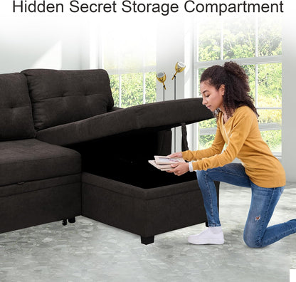 Naomi Home Transform Any Space: Sleeper Sectional Sofa with Convertible Sofa Bed & Inviting Chaise.