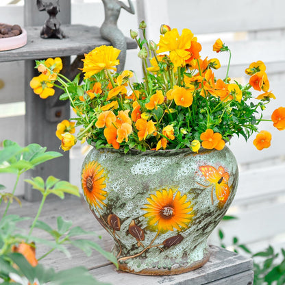 Sungmor Ceramic Hand Painted Succulent Flower Pots, 9 Inch Large Pottery Pots for Indoor Outdoor