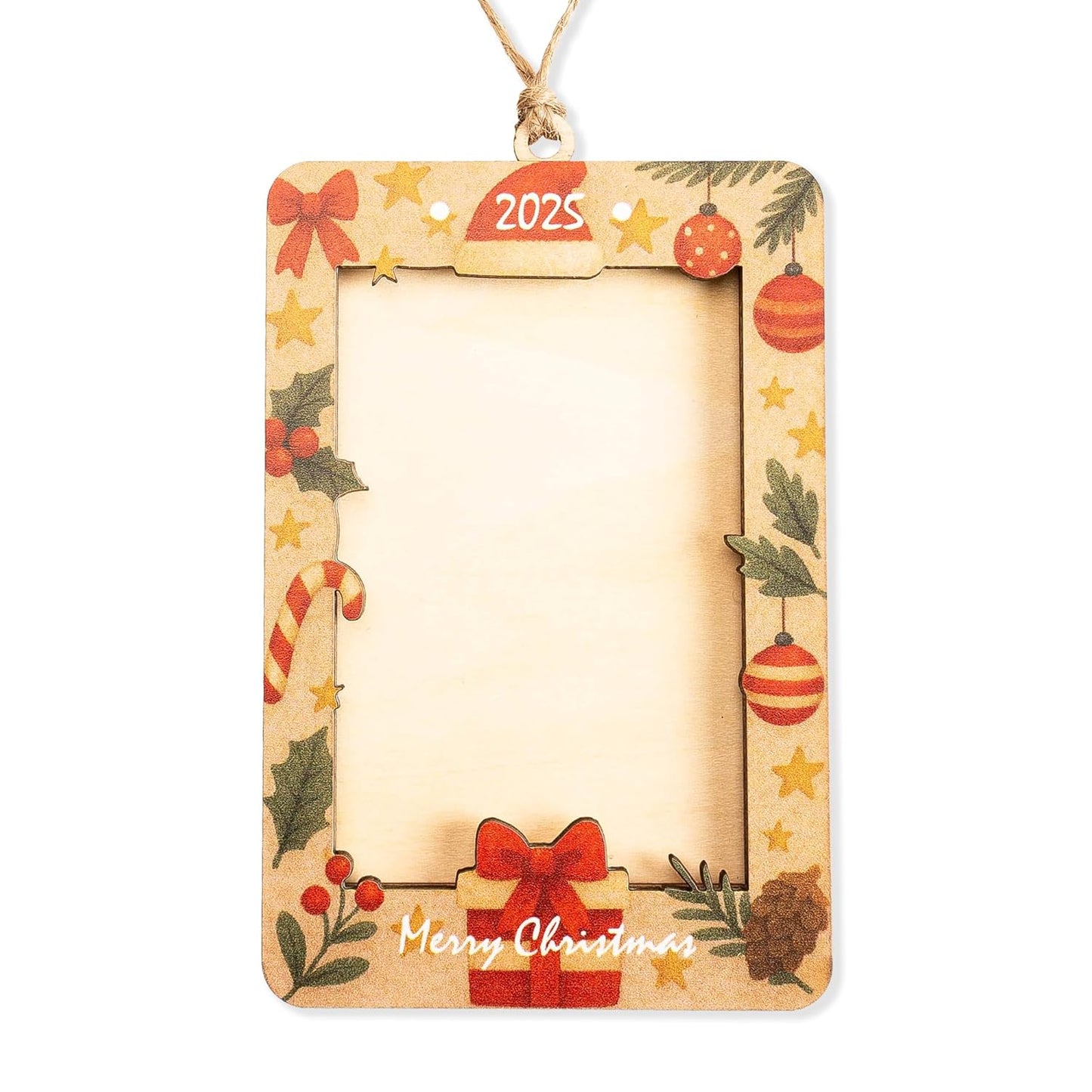 Christmas Picture Frame Ornament 2025 – Wooden Photo Holder Decoration | Family Keepsake Gift