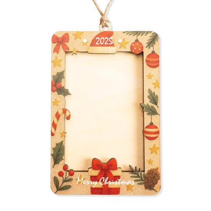 Christmas Picture Frame Ornament 2025 – Wooden Photo Holder Decoration | Family Keepsake Gift