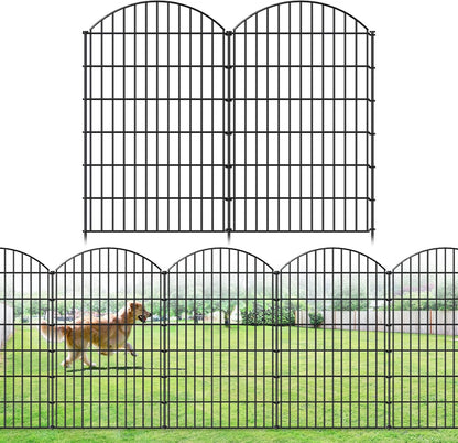 Metal Garden Fence 48in (H) x 20.3ft (L), 8 Panels + 9 Stakes Dog Fence Border Fence Animal