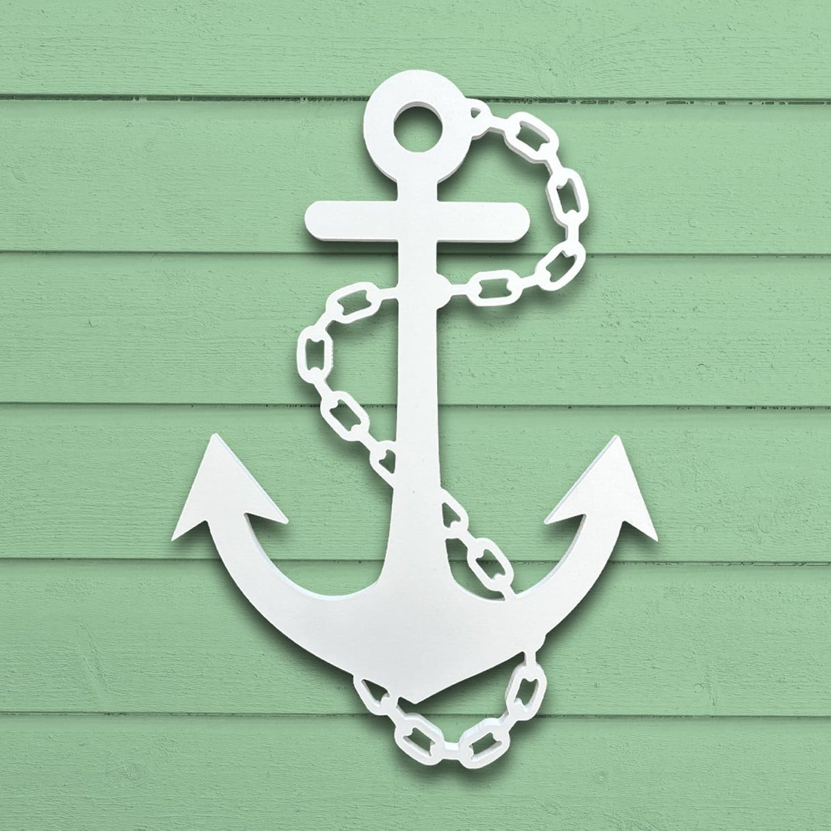 Outdoor Anchor Wall Decor, Nautical Beach House Sign, Weatherproof PVC Anchor with Chain, Ocean