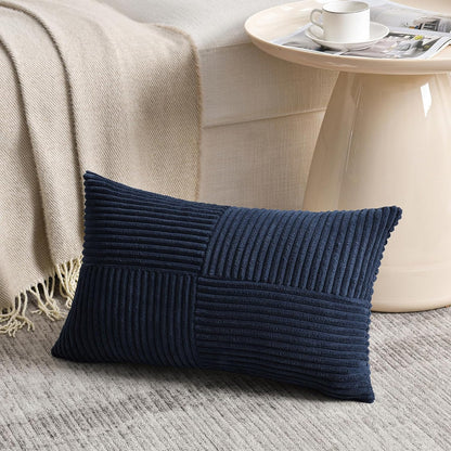 Fancy Homi 2 Packs Navy Blue Long Lumbar Decorative Throw Pillow Covers 12x24 Inch for Couch Bed