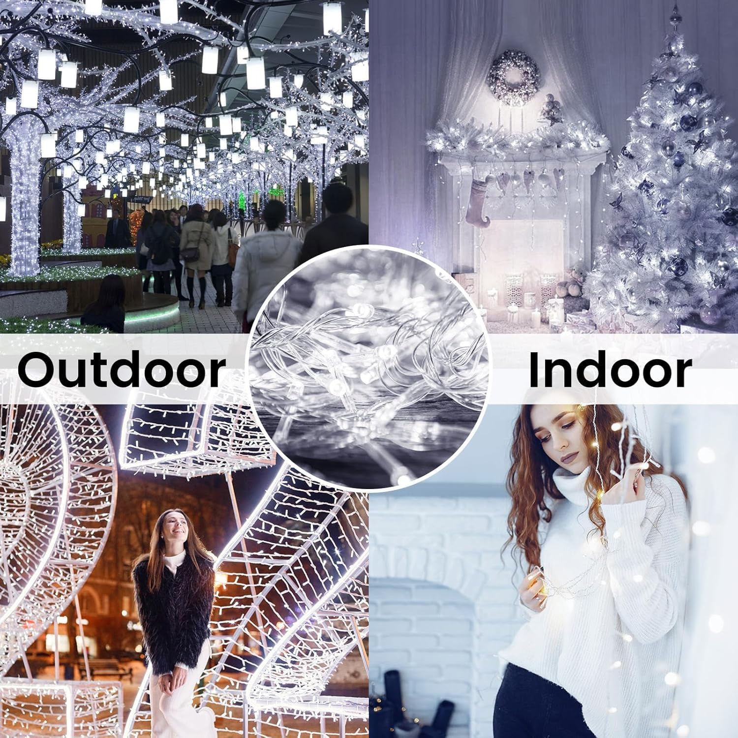 4 Pack String Lights Battery Operated with Timer, 132FT 400 LED Waterproof Battery Twinkle Lights