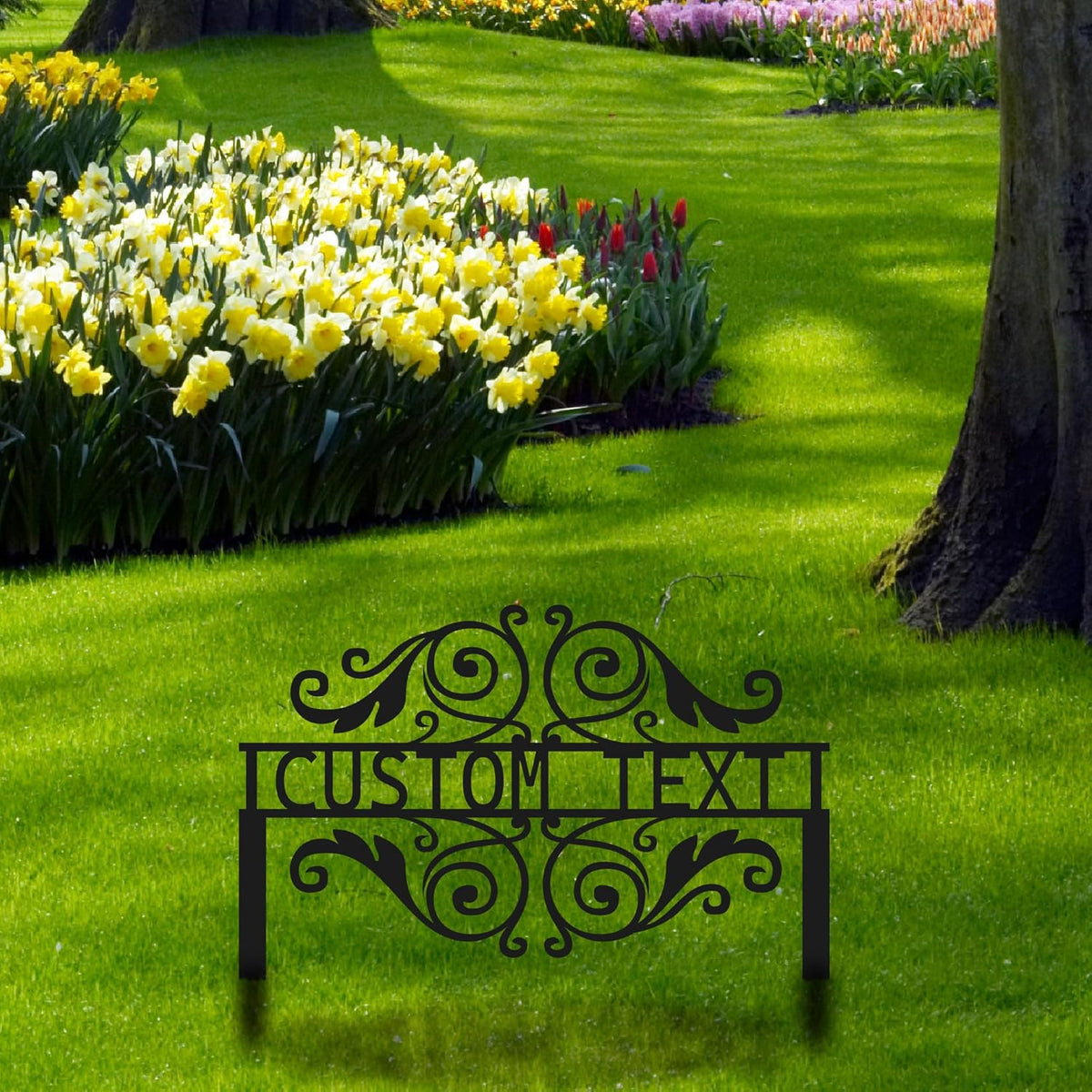 Personalized Metal Garden Sign with Stake, Custom Garden Decor for Outdoor, Custom Family Name