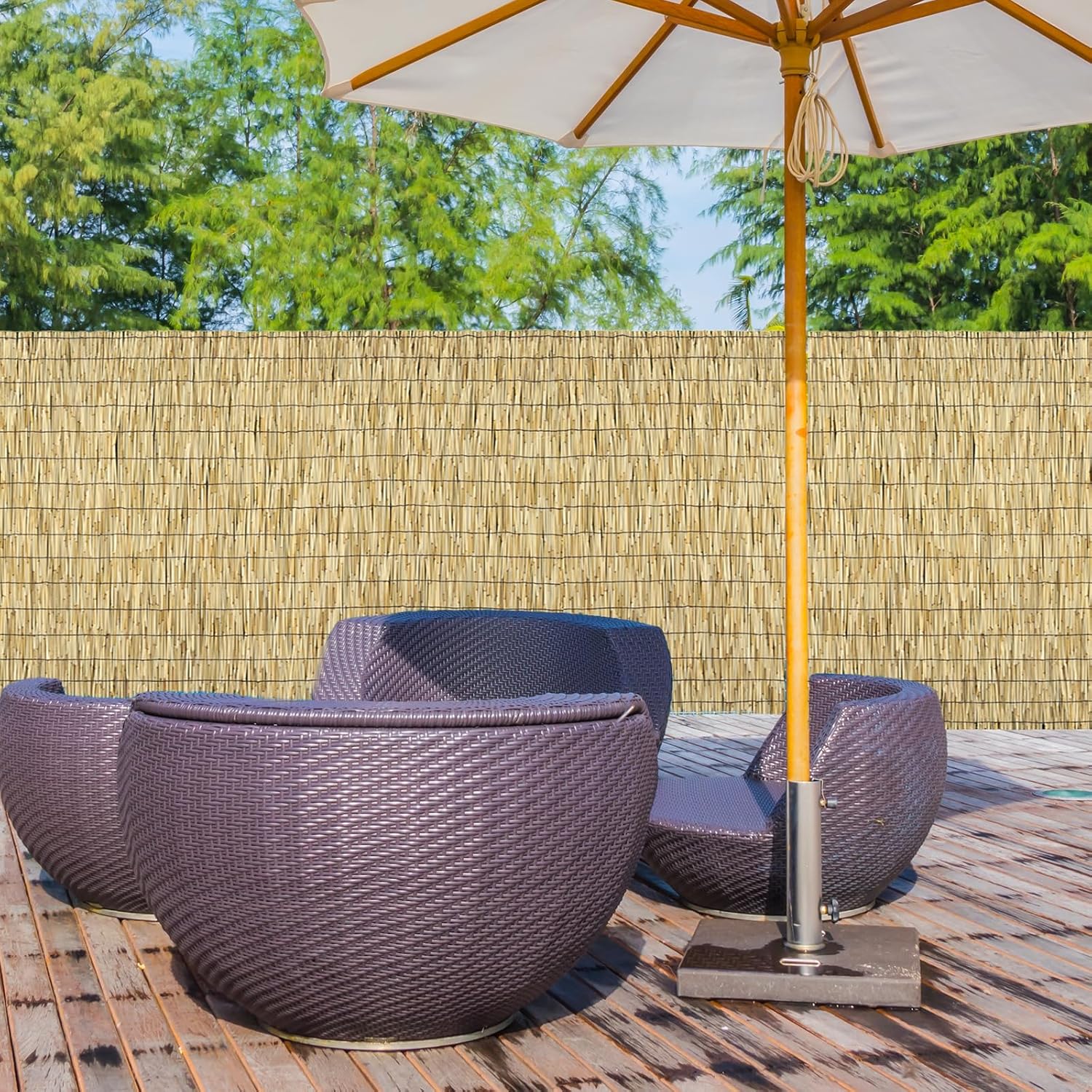 Natural 4FT X 16.4FT Reed Fencing Roll, Balcony Privacy Shade Reed Bamboo Fencing Garden Fence