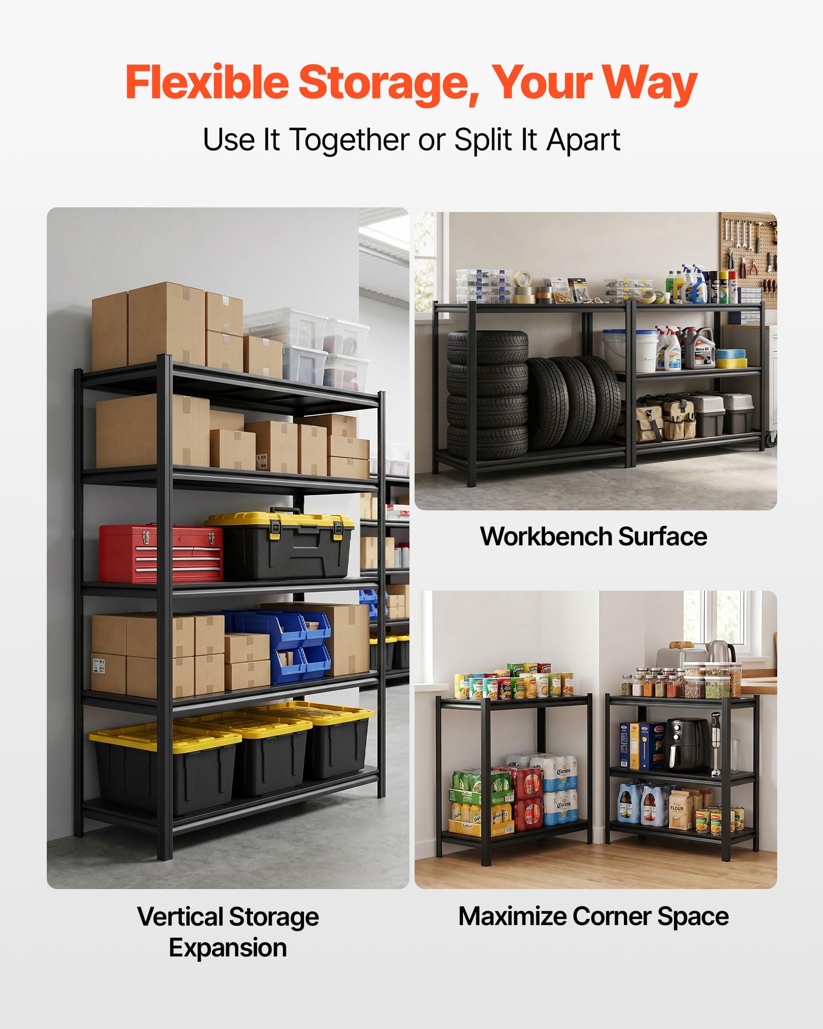 VEVOR Storage Shelves, 5-Tier Adjustable, 2500 lbs Capacity, Heavy Duty Garage Storage Shelving